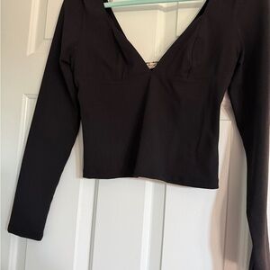 Free People Black V-Neck Crop Top